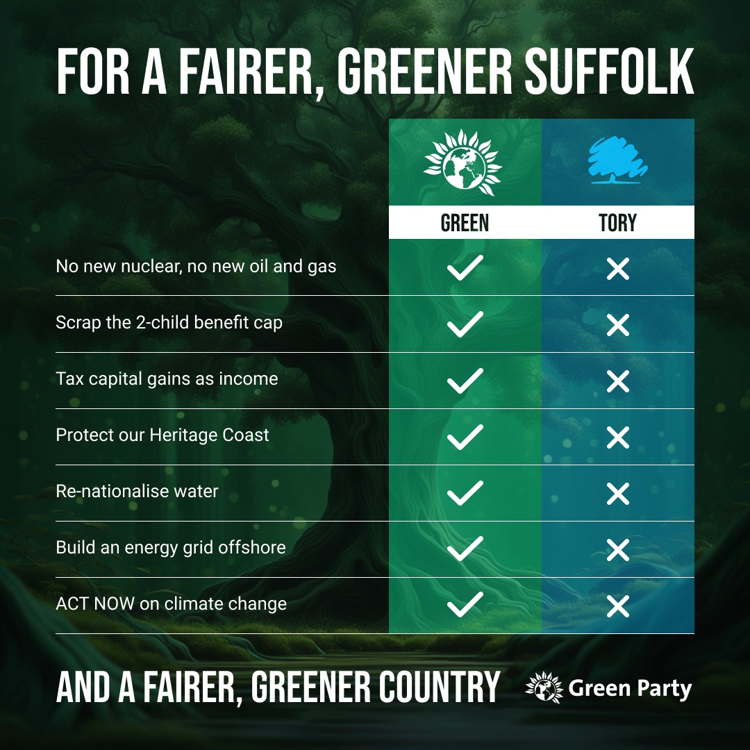 Infographic showing how the Green Party is delivering more than the Conservative Party